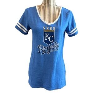 Blue KC Royals T-Shirt vneck medium short sleeve